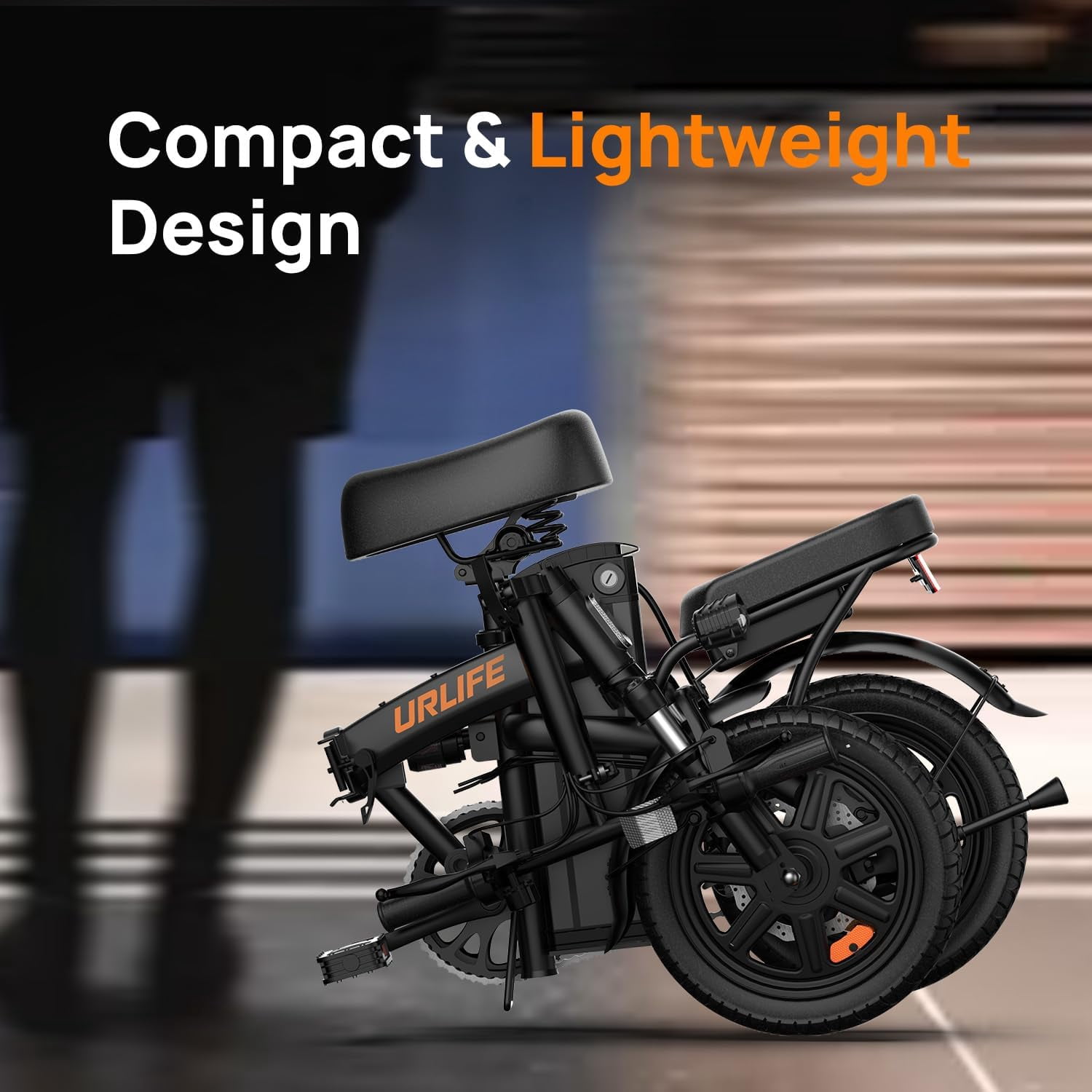 URLIFE 14"Folding Electric Bike for Adults,500W Peak Motor,48V 7.5AH Removable Battery,Mini Ebike for Adults City Commuter,UL2849-Black