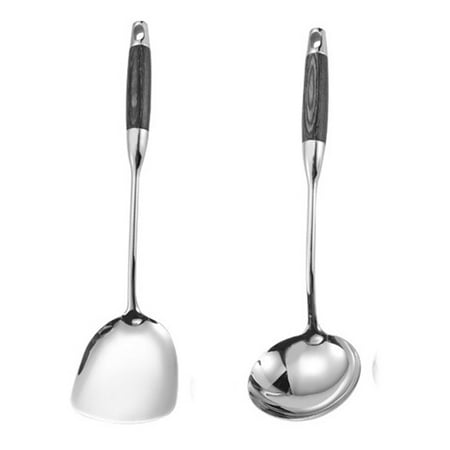 

304 Stainless Steel Kitchen Utensil Set 2 PCS Metal Cooking Tools Spatula + Spoon