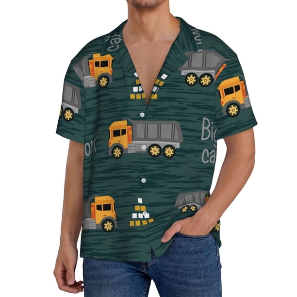 Balery Big Machine Camisa Casual de Manga Corta con Botones para Hombre, Texturizada, Estilo Cubano, para Playa, Verano-3X-Large