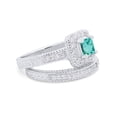 thumbnail image 3 of Two Piece Vintage Princess Cut Ring Paraiba Tourmaline CZ 925 Sterling Silver Size 9, 3 of 7