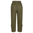 thumbnail image 5 of Petite Cropped Pant Women Casual Lightweight Pull On Wide Leg Drawstring Elastic Waist Summer Beach Pants with Pockets 23" 24" Inseam Green L, 5 of 7