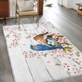 thumbnail image 2 of Birds Floral Area Rugs 4'x6', Washable Small Throw Rugs for Office Bathroom, Farmhouse Country Pink Flower Leaf Wood Grain Indoor Outdoor Rug Non-Slip Low Pile Carpet Runner Reversible Floor Mats, 2 of 8