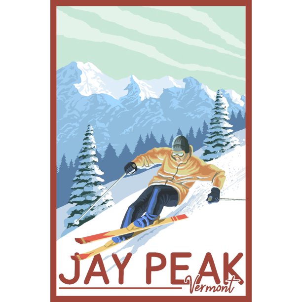 Jay Peak, Vermont, Downhill Skier (24x36 Giclee Gallery Art Print, Vivid Textured Wall Decor