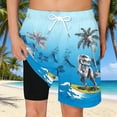 thumbnail image 2 of JIAYUE Boys Summer Swim Trunks With Compression Liner Pockets Tropical Dinosaur Graphic Prints Drawstring Swimwear For Beach Kids Comfortable Swimming Shorts, 2 of 4