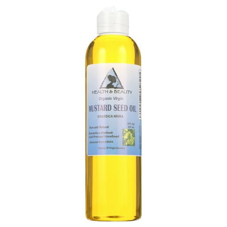 MUSTARD OIL ORGANIC UNREFINED VIRGIN COLD PRESSED RAW PREMIUM FRESH by H&B OILS CENTER PURE 8 OZ