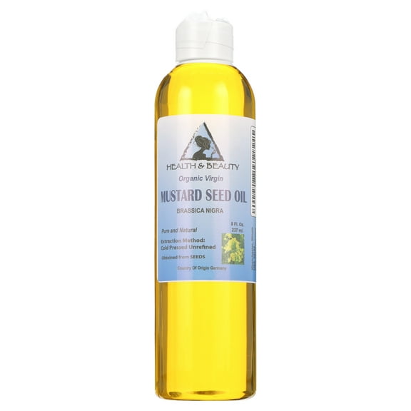 MUSTARD OIL ORGANIC UNREFINED VIRGIN COLD PRESSED RAW PREMIUM FRESH by H&B OILS CENTER PURE 8 OZ