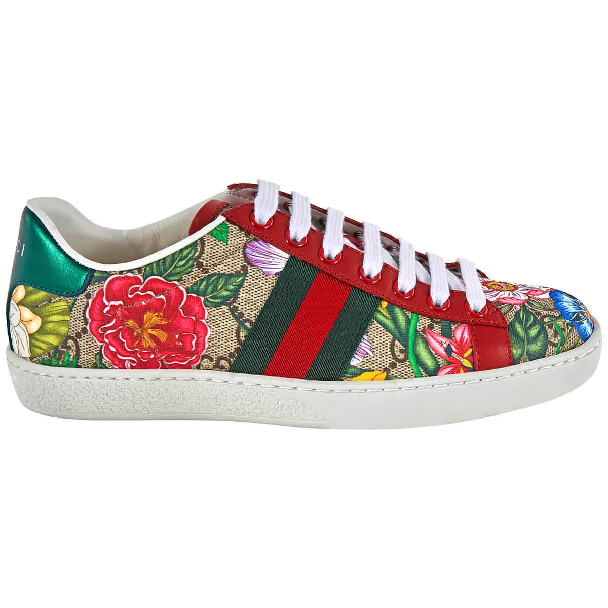 Gucci Ladies Ace GG Flora Sneakers 