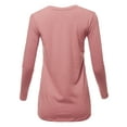 thumbnail image 3 of A2Y Women's Basic Solid Soft Cotton Long Sleeve Crew Neck Top Shirts Dusty Rose L, 3 of 3