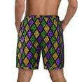 thumbnail image 3 of Kdxio Mardi Gras Shiny Green Purple Print Men'S Swim Trunks With Compression Liner 7 Inch Inseam Quick Dry Swim Shorts, 3 of 7