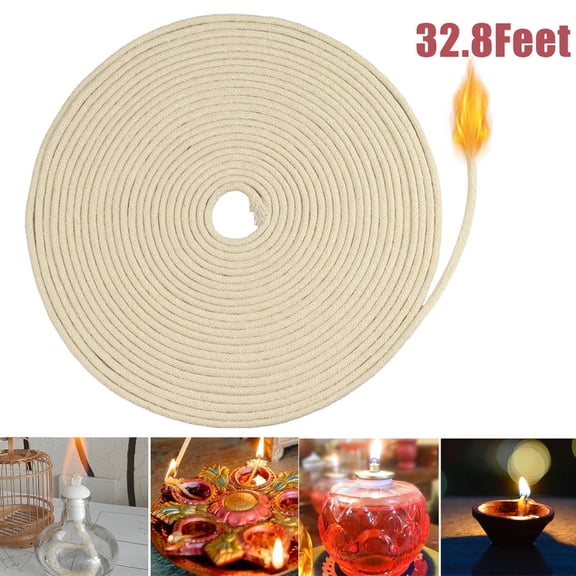 Tutuviw 32.8 Feet Oil Lamp Wicks Cotton, Replacement Braided Round Candle Wick for Oil Lamps and Candles, DIY Handmade Candle Making Supplies (4 mm/ 0.16 inch), 4Pcs