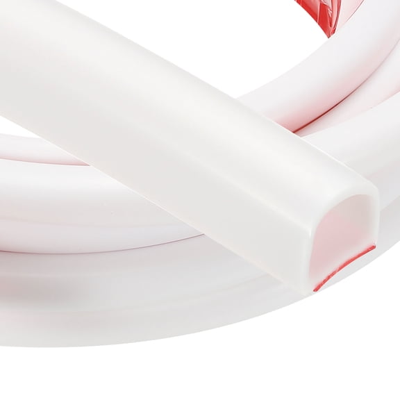 Uxcell 20 Ft 9/16" W x 1/2" T D Shape Silicone Weather Stripping Door Seal, White/Red