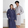 thumbnail image 2 of East'N Blue Waffle Terry Turkish Cotton Unisex Bathrobe - White - MD (Pack of 1), 2 of 4