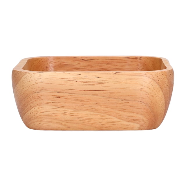 Rubber Wood Salad Bowl Handcrafted Exquisite Square Bowl for Party Family Gathering