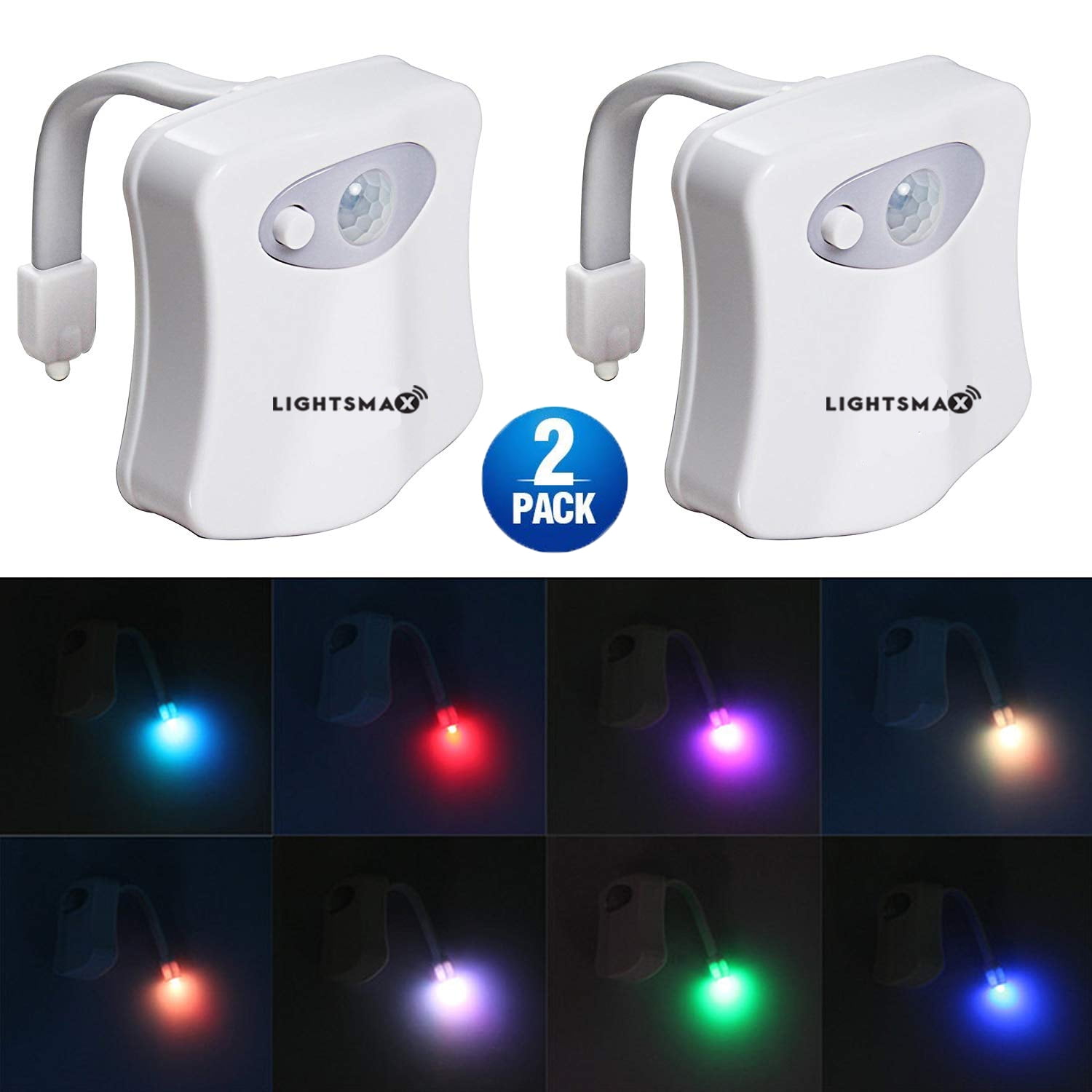 2 Pks Lightsmax Toilet Night Light Motion Activated Led Light 8