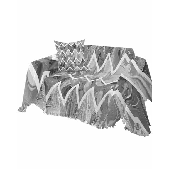 Marble Gray Sofa Couch Covers for Dog,Washable Sectional Couch Slipcovers for Loveseat with Tassels,Abstract White Marble Geometric Modern Non Slip Sofa Throw Cover Blanket Large 71''x102''