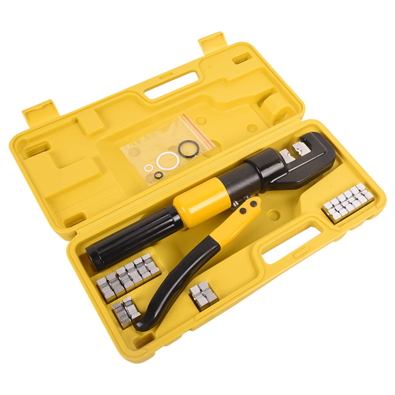 TOPAZ 10T Hydraulic Crimping Tool 12-2/0 AWG Battery Cable Crimping Tool 0.43 inch Stroke Hydraulic Lug Crimper Electrical Terminal Crimper with 8 Pairs of Die Sets