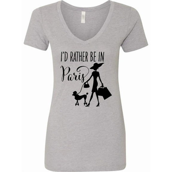 Inktastic I'd Rather Be in Paris Shopping and Travel Women's V-Neck T-Shirt