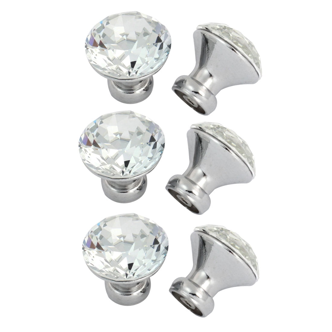 6 Pcs 30mm Clear Sparkle Plastic Crystal Cabinet Drawer Door Pull