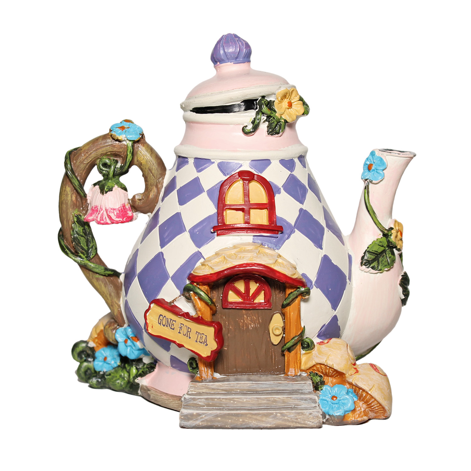 GiftCraft Wonderland Fairy Garden Miniature Tea Pot House Figurine