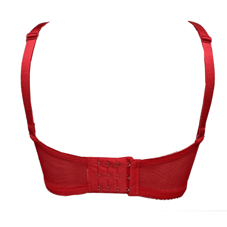 BIMEI See Through Bra Mastectomy Lingerie Bra Silicone Breast Forms  Prosthesis CD Pocket Bra to Hold Fake Boobs 8799,Red,44B 