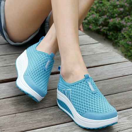 

Fashion Women Platform Shoes Women Loafers Breathable Air Mesh Swing Wedges Shoe