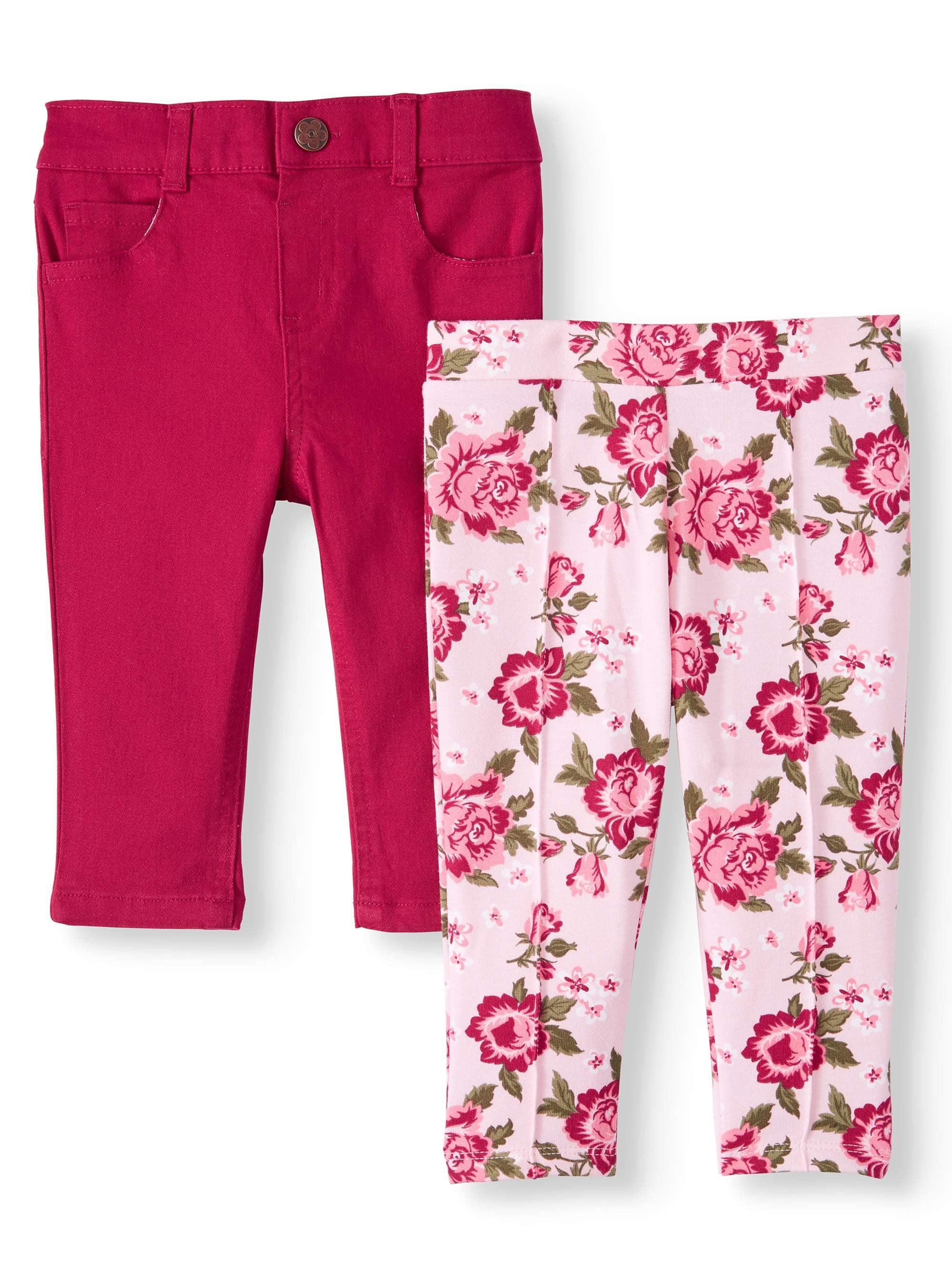 Garanimals Baby Girls French Terry & Twill Pants, 2pk