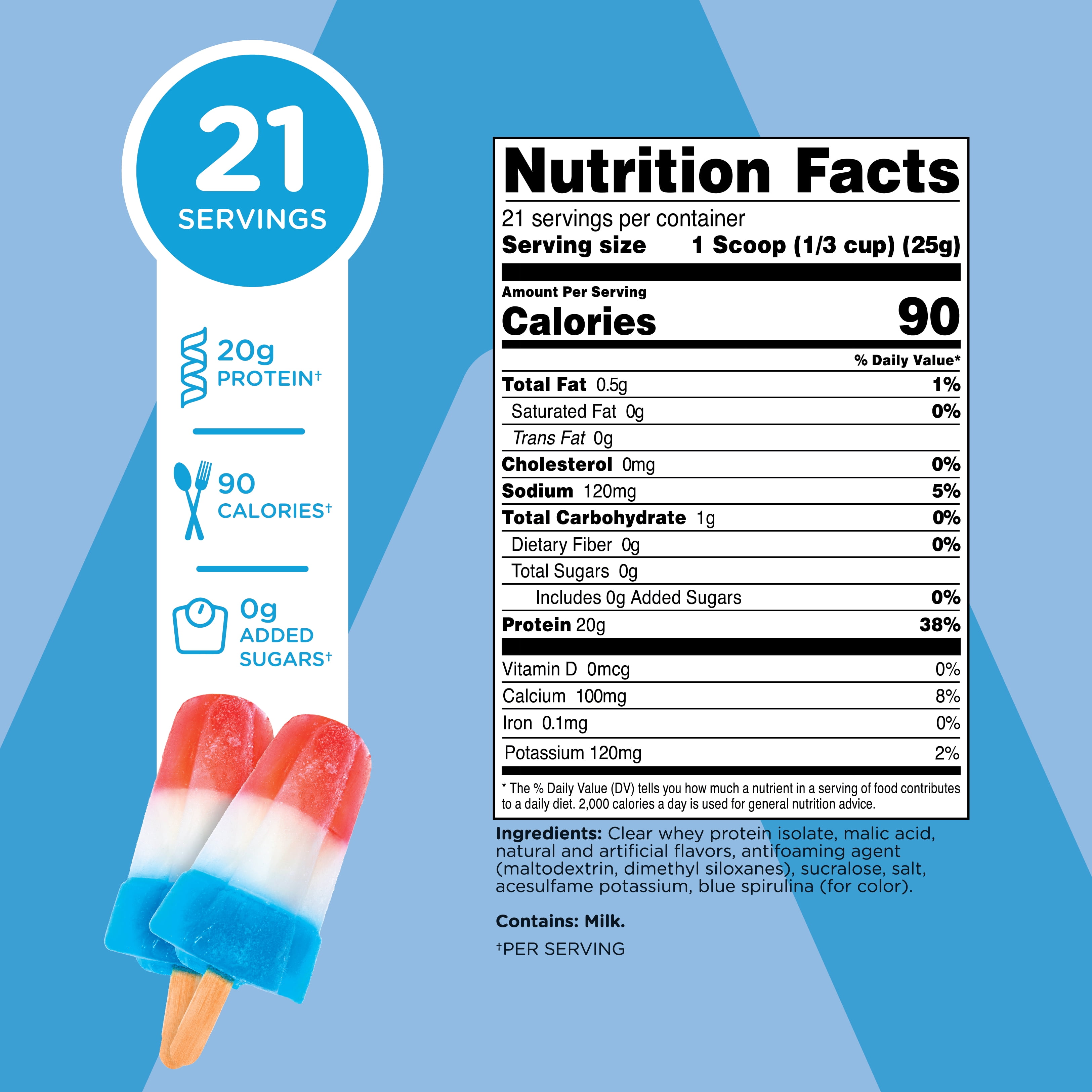 TransformHQ Clear Whey Protein Isolate (WPI) (Rocket Pop Flavored) 21 Servings - 20 Grams Protein Per Serving