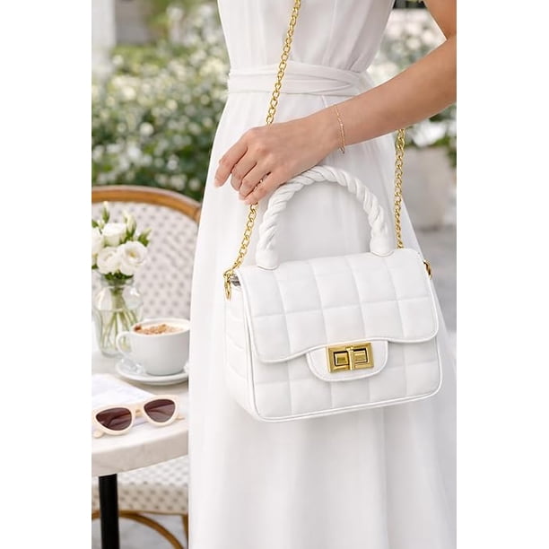 Gilded Twirl Jelly Shoulder Purse for Women, Small Faux Leather