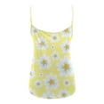 thumbnail image 4 of Fshinging 2026 Summer Fashion Tank Top for Women Pleated Spaghetti Strap Camisole Sleeveless Floral Print Holiday Cami Undershirts Yellow S, 4 of 5
