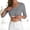 Gray, variant on SCSAlgin Women Seamless Built-in Bra 3/4 Sleeve Shirts U Neck Knit T-Shirts Basic Tops Summer Outfits