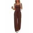 thumbnail image 4 of Women'S 2 Piece Lounge Set Spring Outfits - Camisole Top & Wide Leg Pants Brown S, 4 of 8