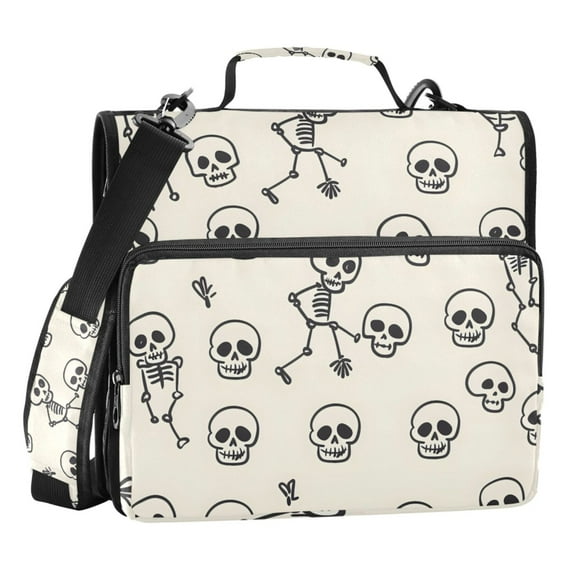 ALAZA Zipper Binder Cute Skeleton 3 Ring Trapper Keeper File Folder Organizer Bag