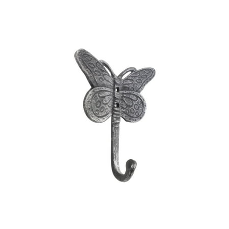 

[Pack Of 2] Rustic Silver Cast Iron Butterly Decorative Metal Wall Hook 5
