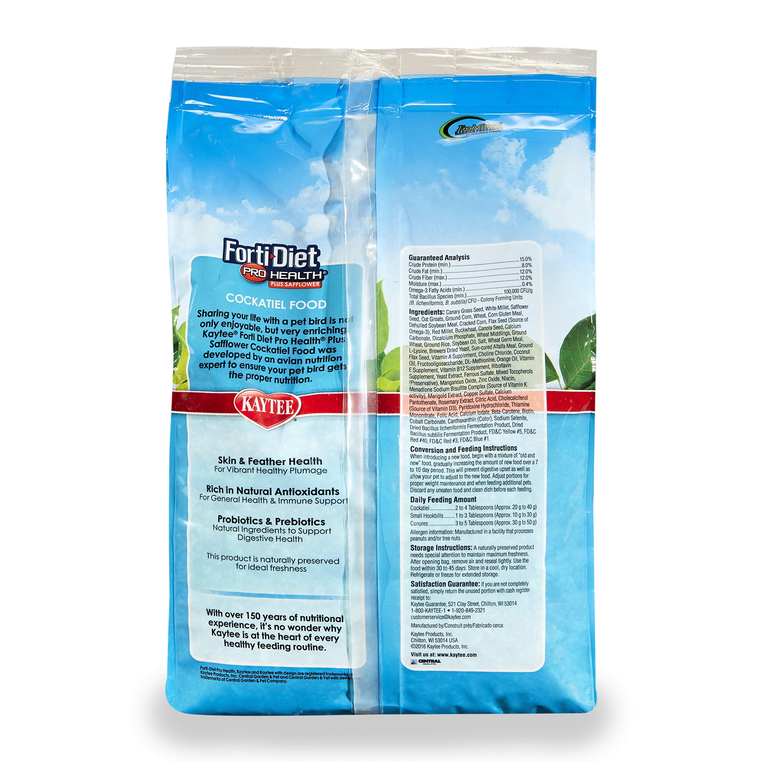 Kaytee Forti-Diet Pro TWE5&nbsp;Health Cockatiel Pet Bird Food with Safflower, 4 Pound