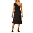 thumbnail image 3 of INSPIRE CHIC Womens' One Shoulder Sleeveless High Waist A Line Summer Midi Dress XS Black, 3 of 5