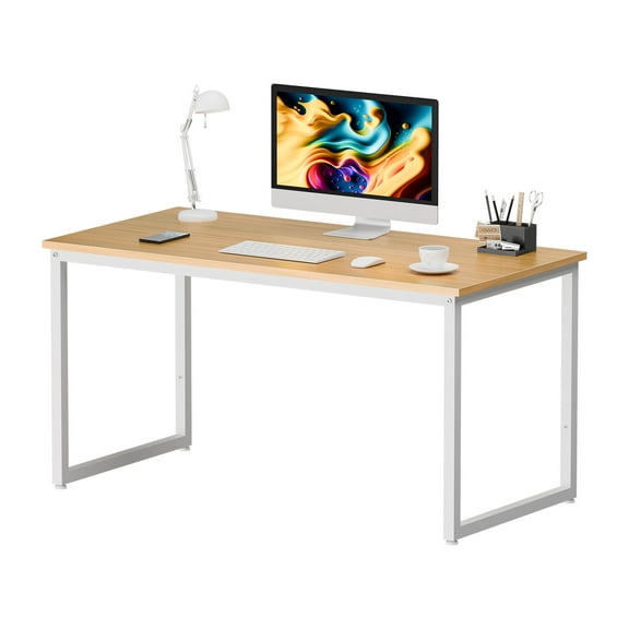 ZENSTYLE 47" Computer Desk Metal Frame Writing Desk Modern Workplace Studio for Home, Natural