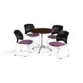 thumbnail image 4 of OFM Multi-Use Break Room Package, 36" Round Table with Stars Stack Chairs, Mahogany Finish with Chrome-Plated Steel Base and Putty Seats (PKG-BRK-167), 4 of 5