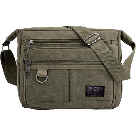 Crossbody Messenger Bag for iPad Pro 12.9 inches, Rfid Shoulder Purse w/Water Bottle Holders, 13 inch Laptop Briefcase, Built-in Wallet With AirTag Case Green