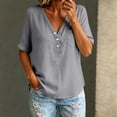 thumbnail image 5 of Only Moment Womens Blouses Spring Tops V Neck Summer Sweater Spring Tunic Dressy Casual Blouses Business Cute Trendy Short Sleeve Shirt 2026 T Shirts for Women Grey,M, 5 of 6