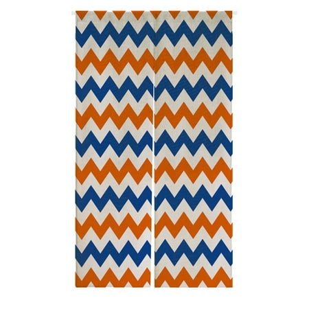 Gckg Navy Deep Blue Orange Chevron Doorway Curtain Japanese Noren