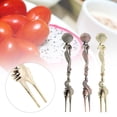 thumbnail image 4 of Estilo europeo para cenas y fiestas elegantes, regalo perfecto para los amantes de los postres, juego de 3 tenedores de fruta tallados en bronce con diseño de concha, 4 of 8