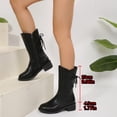 thumbnail image 3 of JUSLIO Winter Boots for Women,Chunky Heel Boots Round Toe Mid Calf Boots Solid Color Fashion Casual Zipper Womens Boots, 3 of 8