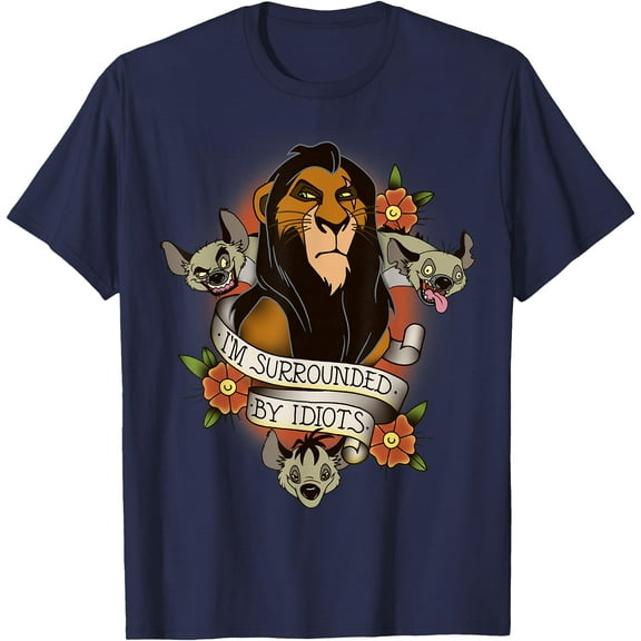 Lion King Scar and Hyenas I'm Surrounded By Idiots DTG Print Unisex T-Shirt