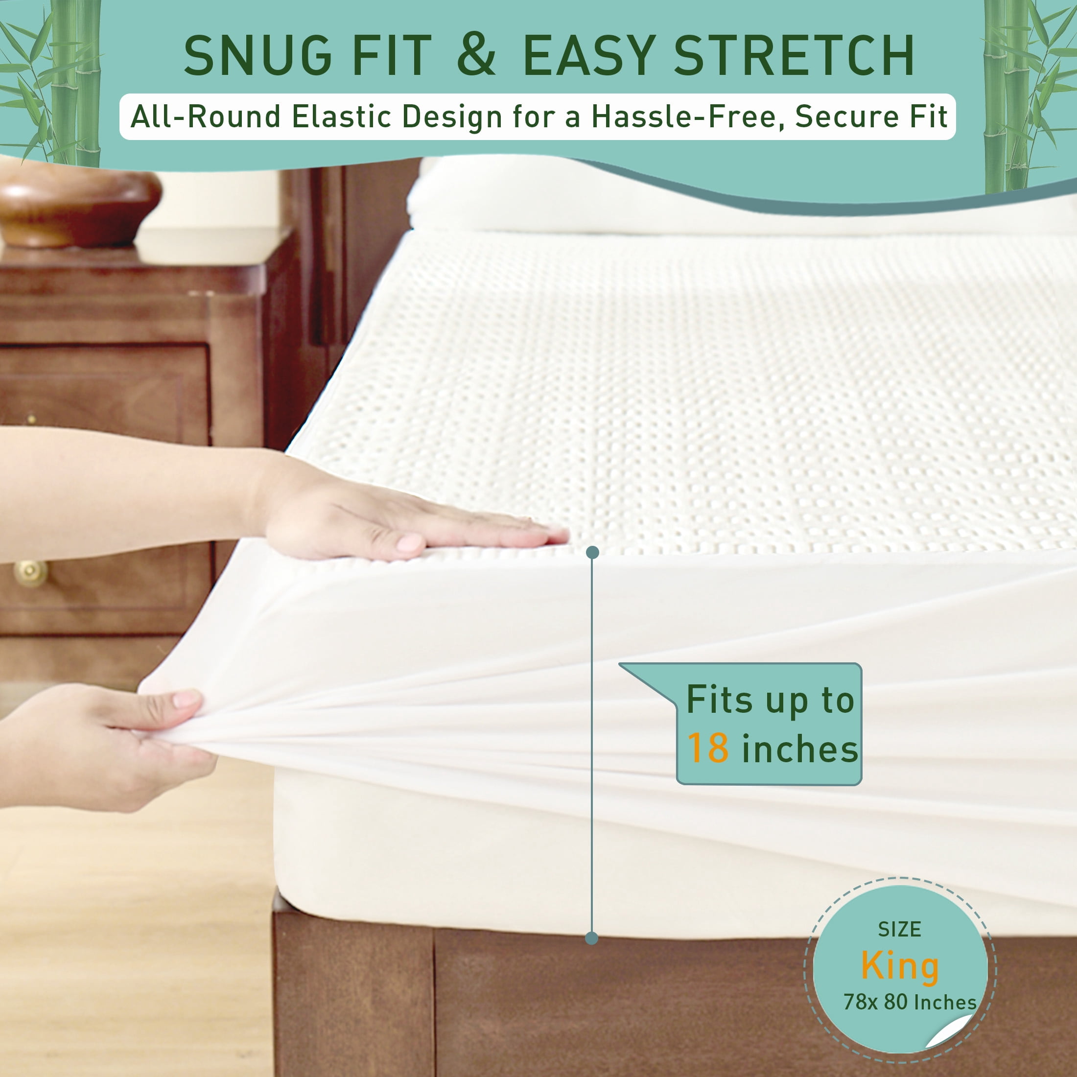 CIVETET Waterproof Mattress Protector King, 3D Air Fabric Cooling Bamboo Mattress Cover with 18" Deep Pocket, Noiseless Breathable Quilted Fitted Bed Pad Cover (78'' X 80'')