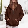 thumbnail image 2 of Towmus Women's Sweatshirt Quarter-Zip V Neck Fleece Drawstring Hooded Sweatshirts Lightweight Oversized Pullover Hoodie with Pocket, 2 of 6