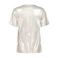 thumbnail image 4 of YONGHS Women's Short Sleeve Shiny Metallic T Shirt Tank Tops Holographic Rave Festival Party Blouse Champagne M, 4 of 7