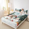 thumbnail image 4 of Homewish Kawaii Xmas Snowman 3pcs Twin Sheet Sets for Teens Boys Girls,Merry Christmas Snowflake Twin Fitted Sheet,Happy New Year Breathable Flat Sheet,Breathable Home Decor, 4 of 7