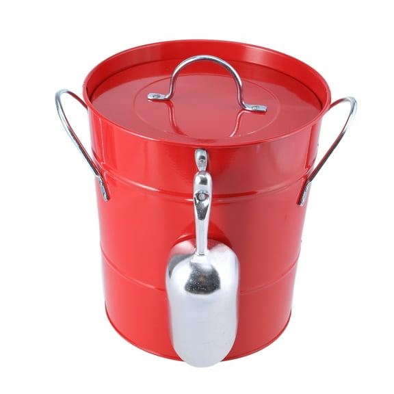 Metal Round Champagnes Bucket Double Handle Ice Bucket with Shovel and Lid Beverage Tub Drink Coolers Wine Supplies