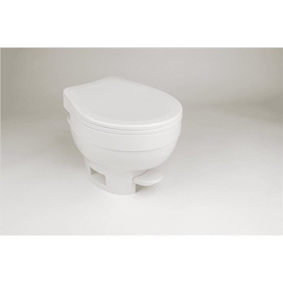Thetford Toilette 31833 Aqua-Magic VI; Permanent; Bas Profil; Contrôle de Chasse d'Eau à Pédales; Plein Bol; Blanc; Sans Pulvérisateur à Main Économe en Eau
