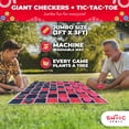 thumbnail image 6 of Swooc Games® - 2-in-1 Giant Vintage Checkers & Tic Tac Toe Game W/ Mat (3ft x 3ft) - 100% Machine-Washable Canvas - Giant Outdoor Games & Activities - Giant Games - Giant Board Game - Oversized Game, 6 of 7